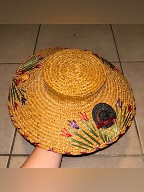 Rare Retro Cottage Vintage 1940-1950 Ben Goodman Italian Straw Wide Sun Hat